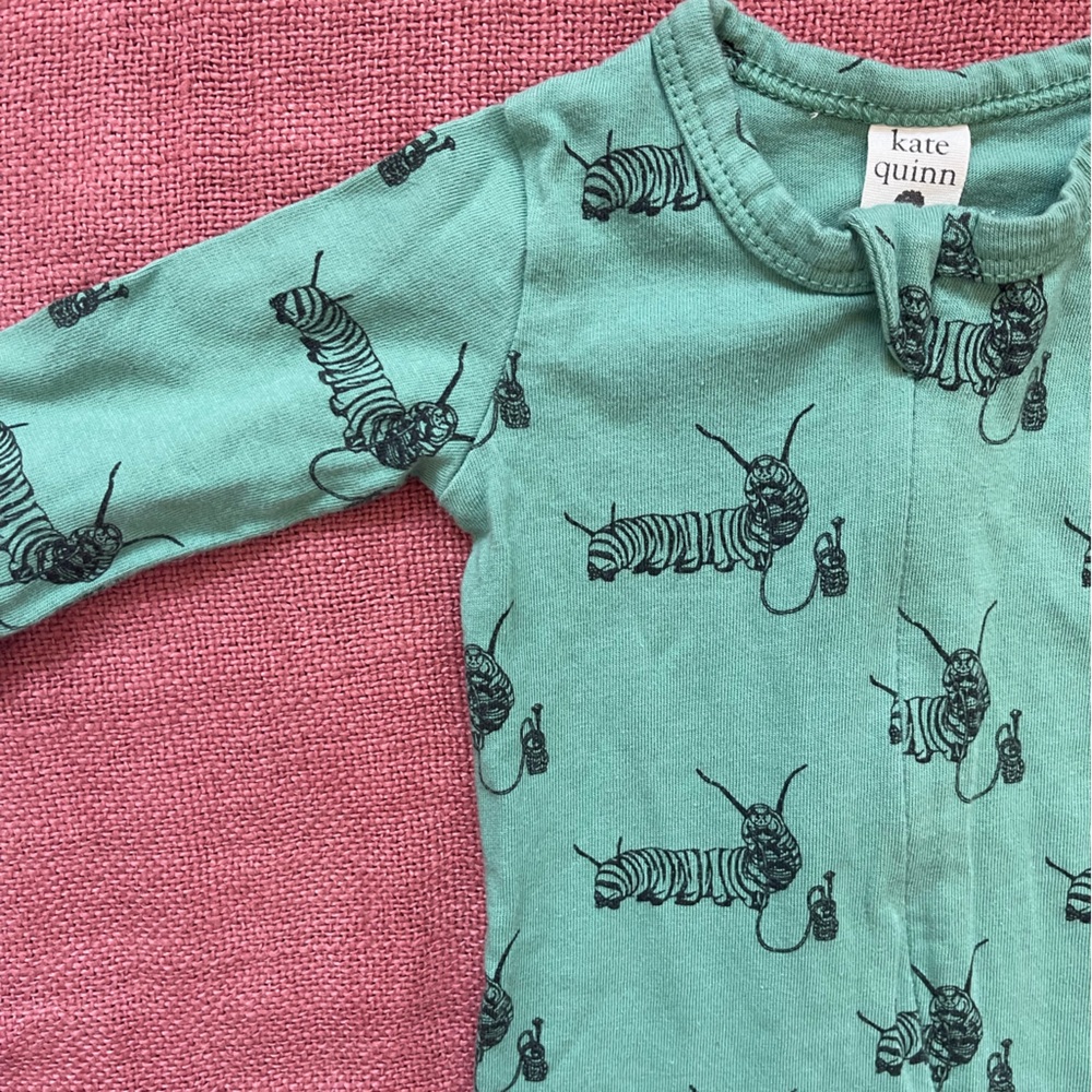 Kate Quinn organic cotton Alice in Wonderland caterpillar footie